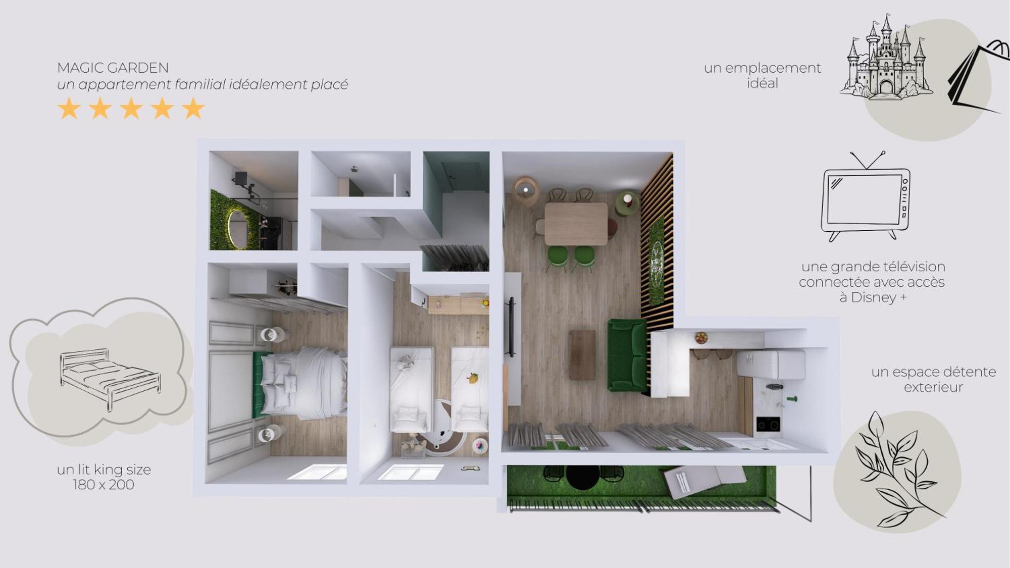 Magic Garden 6 Personnes Parking Prive A 20M Du Rer Apartment Serris Exterior foto